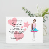 かわいいピンクのハートズスターズダンスリサイタルフォト招待状 招待状 (スタンド正面)