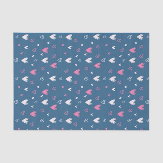 かわいいピンクのハートドードルスケッチバレンタインデー 薄葉紙 (正面)