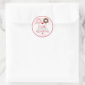 かわいいピンクのハートドーナツバレンタインデー ラウンドシール (バッグ)