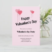 かわいいピンクのハートハッピーバレンタインデー 招待状 (スタンド正面)