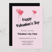 かわいいピンクのハートハッピーバレンタインデー 招待状 (正面/裏面)