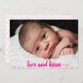 かわいいピンクのハートバレンタインデーの写真カード シーズンカード (正面/裏面)