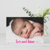 かわいいピンクのハートバレンタインデーの写真カード シーズンカード (スタンド正面)