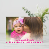 かわいいピンクのハートバレンタインデーの写真カード シーズンカード (スタンド正面)