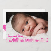 かわいいピンクのハートバレンタインデーの写真カード シーズンカード (正面/裏面)