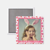 かわいいピンクのハートパターンバレンタインデーの写真 マグネット (正面/裏面)