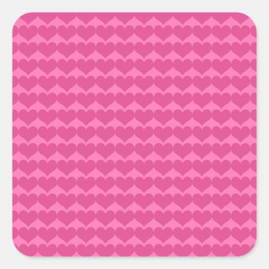 かわいいピンクのハートパターン スクエアシール (正面)