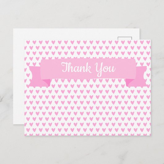かわいいピンクのハートパターン |赤ちゃんシャワーありがとう ポストカード (正面/裏面)