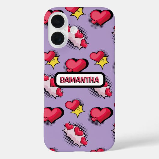 かわいいピンクのハートパーソナライズされた名 Case-Mate iPhoneケース (裏面)