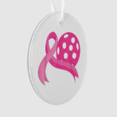 かわいいピンクのハートリボンピックボール乳癌Aw オーナメント (正面)