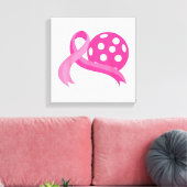 かわいいピンクのハートリボンピックボール乳癌Aw キャンバスプリント (インサイチュ (リビング))