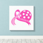 かわいいピンクのハートリボンピックボール乳癌Aw キャンバスプリント (インサイチュ (ウッドフロア))