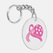 かわいいピンクのハートリボンピックボール乳癌Aw キーホルダー (正面左)