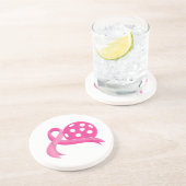 かわいいピンクのハートリボンピックボール乳癌Aw コースター (側面)