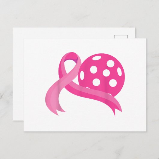 かわいいピンクのハートリボンピックボール乳癌Aw シーズンポストカード (正面/裏面)
