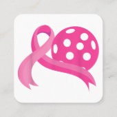 かわいいピンクのハートリボンピックボール乳癌Aw スクエア名刺 (裏面)