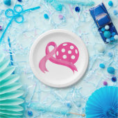 かわいいピンクのハートリボンピックボール乳癌Aw ペーパープレート (パーティー)