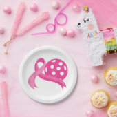 かわいいピンクのハートリボンピックボール乳癌Aw ペーパープレート (パーティー)