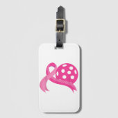かわいいピンクのハートリボンピックボール乳癌Aw ラゲッジタグ (正面縦)