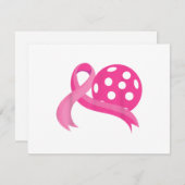 かわいいピンクのハートリボンピックボール乳癌Aw 出欠カード (正面/裏面)