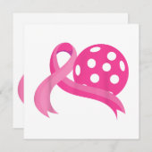 かわいいピンクのハートリボンピックボール乳癌Aw 招待状 (正面/裏面)