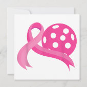 かわいいピンクのハートリボンピックボール乳癌Aw 招待状 (裏面)