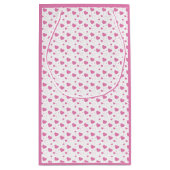 かわいいピンクのハートロマンチックなパターン スモールペーパーバッグ (裏面)