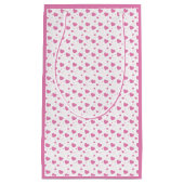 かわいいピンクのハートロマンチックなパターン スモールペーパーバッグ (正面)