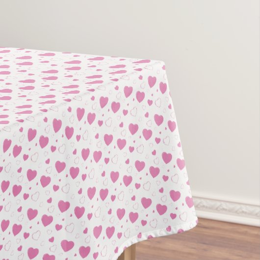 かわいいピンクのハートロマンチックなパターン テーブルクロス (インサイチュ)