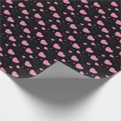 かわいいピンクのハートロマンチックなパターン ラッピングペーパー (角)