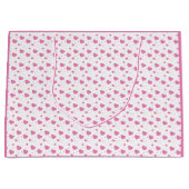 かわいいピンクのハートロマンチックなパターン ラージペーパーバッグ (正面)