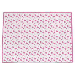 かわいいピンクのハートロマンチックなパターン ラージペーパーバッグ