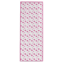 かわいいピンクのハートロマンチックなパターン ワインギフトバッグ