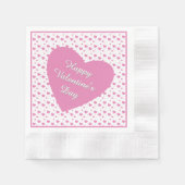 かわいいピンクのハートロマンチックなパターン 縁ありカクテルナプキン (正面)