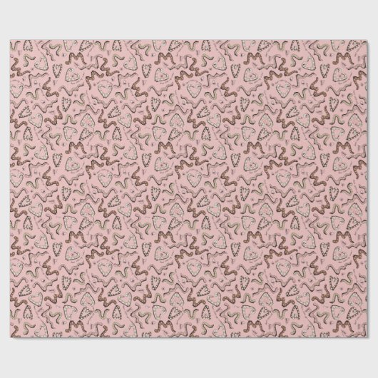 かわいいピンクのハートワームの願い子供の誕生日 ラッピングペーパー (フラット)