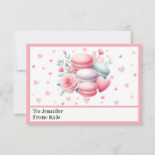 かわいいピンクのハート写真教室バレンタインデー カード (正面)