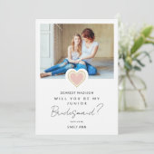 かわいいピンクのハート写真Jrブライドメイド提案カード 招待状 (スタンド正面)