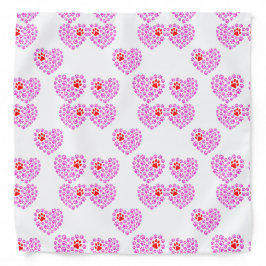 かわいいピンクのハート型の犬 バンダナ