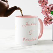 かわいいピンクのハート型写真コラージュ マグカップ