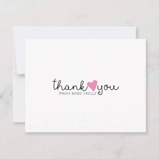 かわいいピンクのハート女の子の赤ちゃんシャワーありがとう サンキューカード (正面)