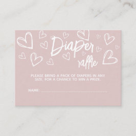 かわいいピンクのハート女の子の赤ちゃんシャワーおむつラッフル エンクロージャーカード
