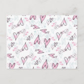 かわいいピンクのハート愛バレンタインデーのデザイン シーズンポストカード (正面)