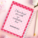 かわいいピンクのハート背景クリスチャン プランナー手帳<br><div class="desc">キリスト教のプランナー引用文と"私は永遠の愛であなたを愛した"。愛らしいハート背景キリスト教のプランナーで、あなたの信仰の旅を大切にする。愛で整理し、聖なる書物、 経典、献身的、心温まるデザインに導かれる。組織を維持しながら精神性を高める。今日買い物。</div>