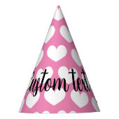かわいいピンクのハート誕生日パーティー紙コーン帽子 パーティーハット (正面)