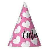 かわいいピンクのハート誕生日パーティー紙コーン帽子 パーティーハット (左)