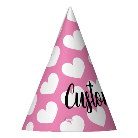 かわいいピンクのハート誕生日パーティー紙コーン帽子 パーティーハット (左)