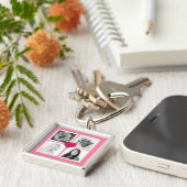 かわいいピンクのハート4のInstagramの写真のコラージュ キーホルダー (側面)