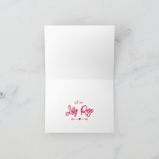 かわいいピンクのハート - ハッピーガレンティーンズデー カード (内部)