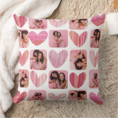 かわいいピンクのハート&フォトコラージュパターン クッション (ブランケット)