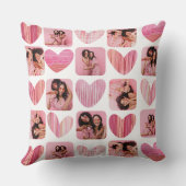 かわいいピンクのハート&フォトコラージュパターン クッション (裏面)
